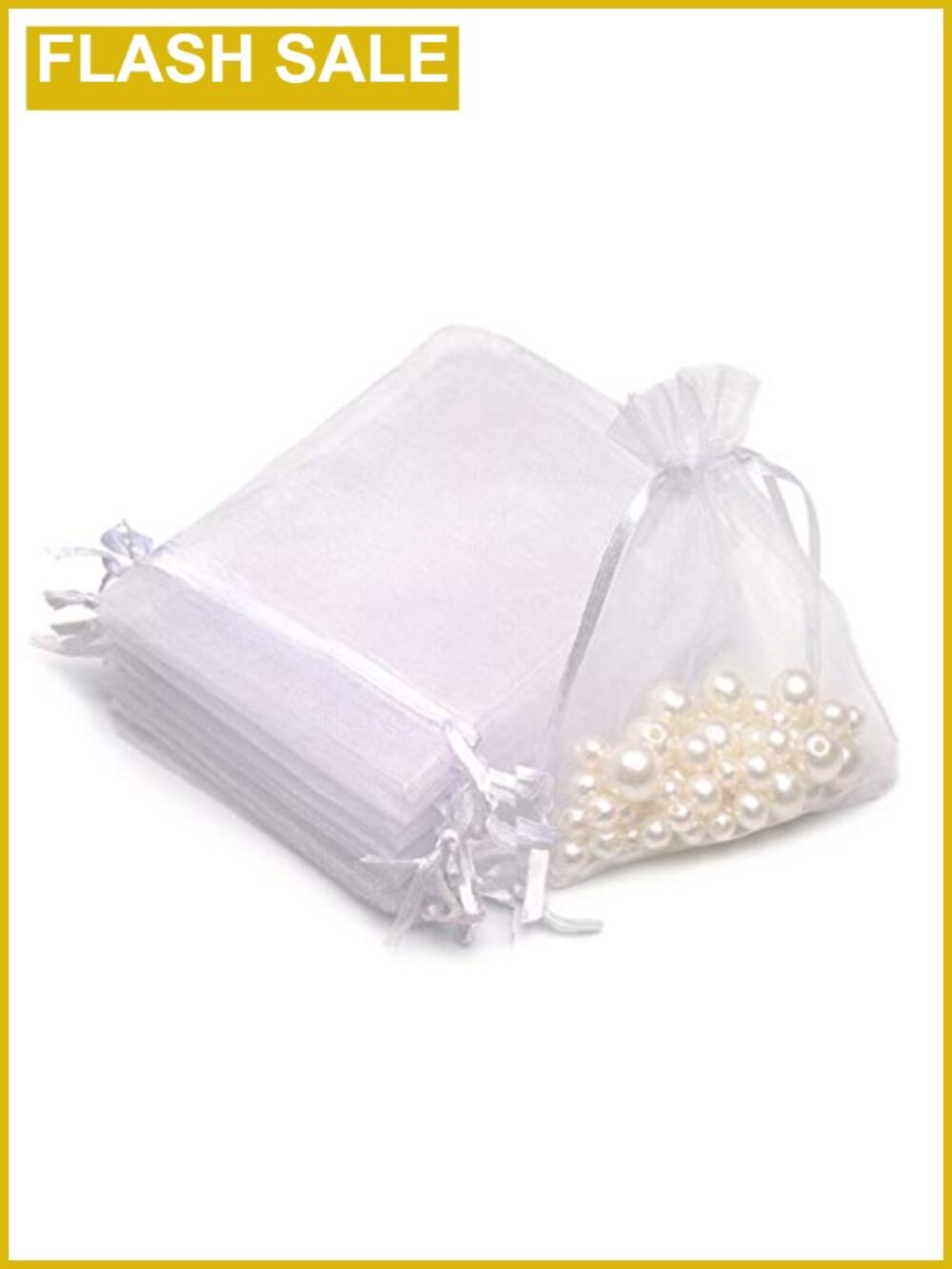 50 Sheer Organza Gift Bags Drawstring Jewelry Pouches Mini 3x4 Inch White